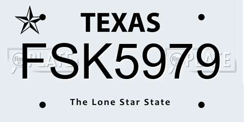 FSK5979 Texas License Plate