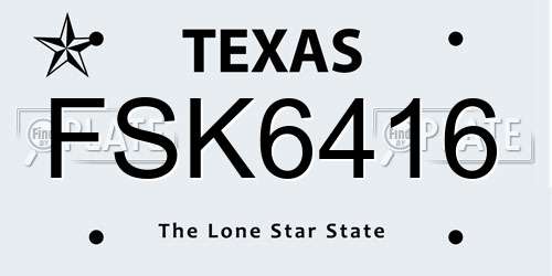 FSK6416 Texas License Plate