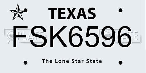 FSK6596 Texas License Plate