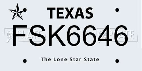 FSK6646 Texas License Plate