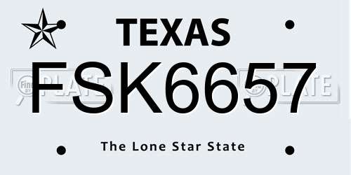 FSK6657 Texas License Plate