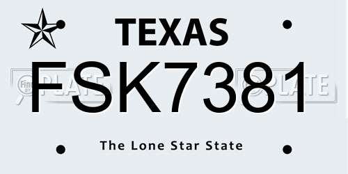 FSK7381 Texas License Plate