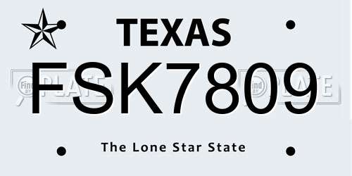 FSK7809 Texas License Plate