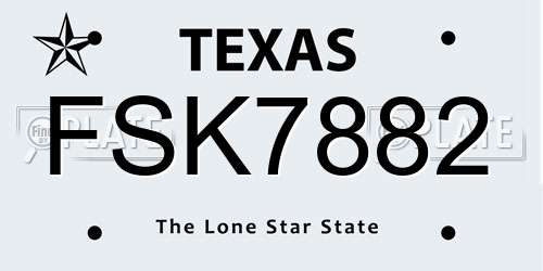FSK7882 Texas License Plate