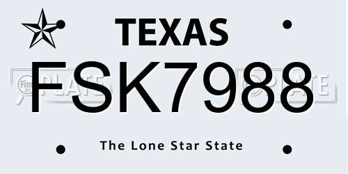 FSK7988 Texas License Plate