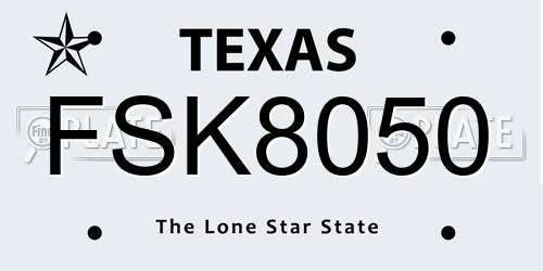FSK8050 Texas License Plate
