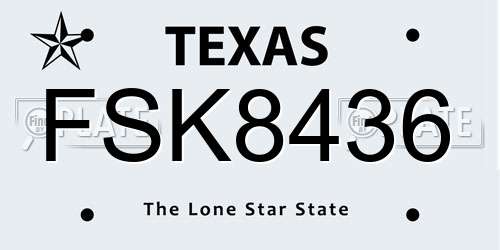 FSK8436 Texas License Plate