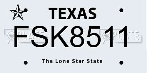 FSK8511 Texas License Plate