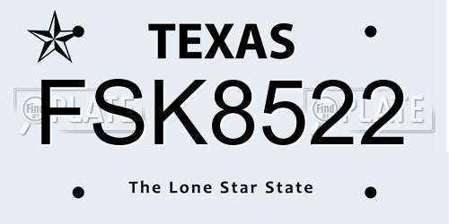 FSK8522 Texas License Plate