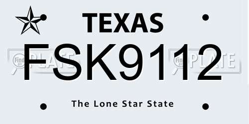 FSK9112 Texas License Plate