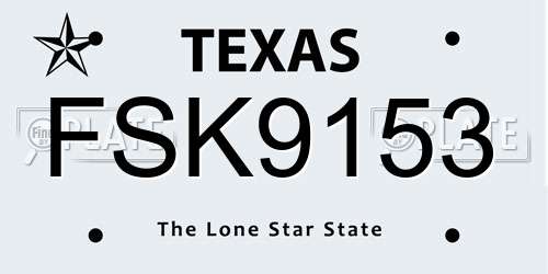 FSK9153 Texas License Plate