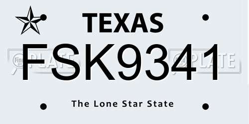 FSK9341 Texas License Plate