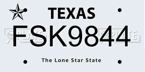FSK9844 Texas License Plate