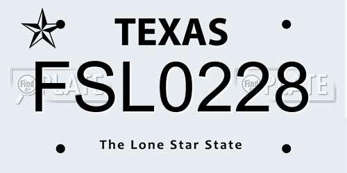 FSL0228 Texas License Plate