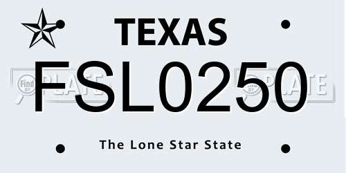 FSL0250 Texas License Plate