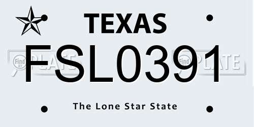 FSL0391 Texas License Plate