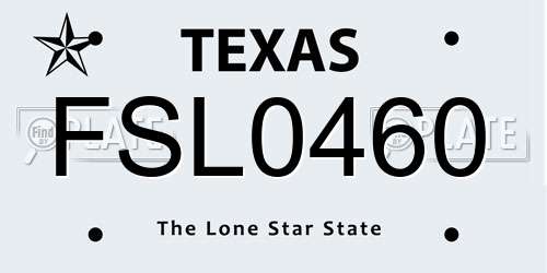 FSL0460 Texas License Plate