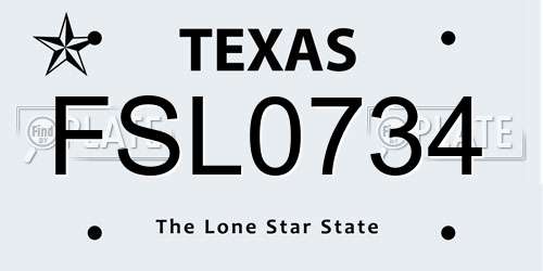 FSL0734 Texas License Plate