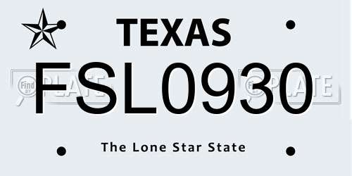 FSL0930 Texas License Plate