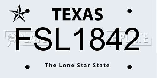 FSL1842 Texas License Plate