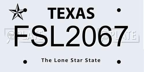 FSL2067 Texas License Plate