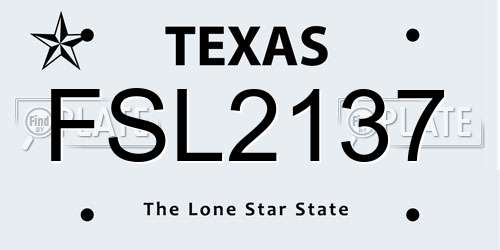 FSL2137 Texas License Plate
