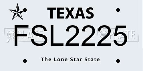 FSL2225 Texas License Plate
