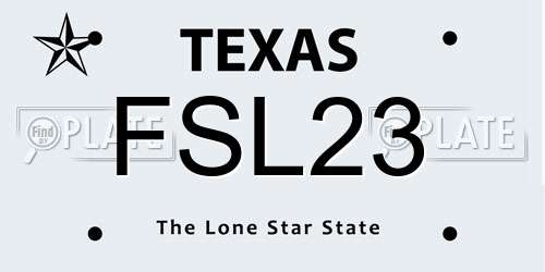 FSL23 Texas License Plate