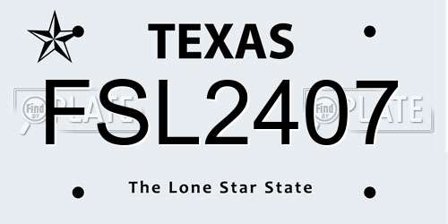 FSL2407 Texas License Plate