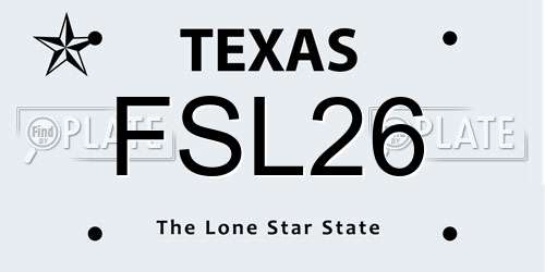 FSL26 Texas License Plate