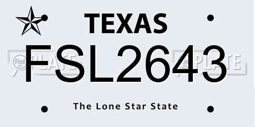 FSL2643 Texas License Plate