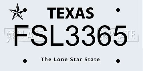FSL3365 Texas License Plate