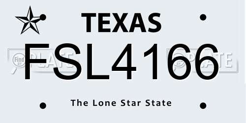 FSL4166 Texas License Plate