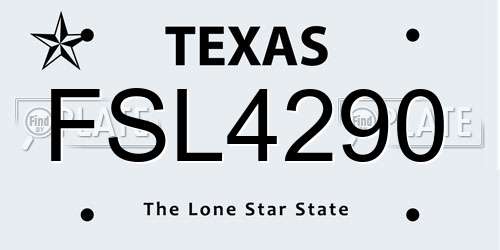 FSL4290 Texas License Plate