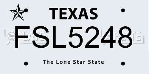 FSL5248 Texas License Plate