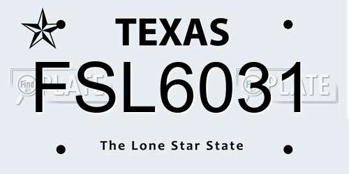 FSL6031 Texas License Plate