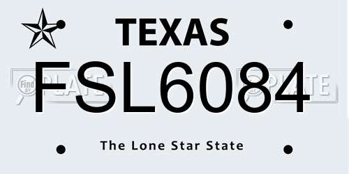 FSL6084 Texas License Plate