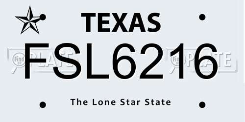 FSL6216 Texas License Plate