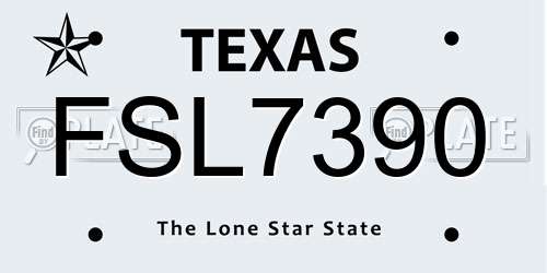 FSL7390 Texas License Plate
