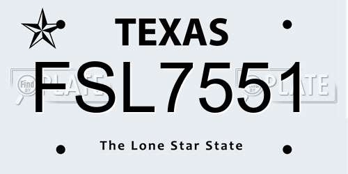 FSL7551 Texas License Plate