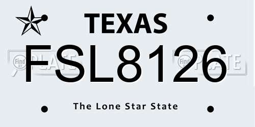 FSL8126 Texas License Plate