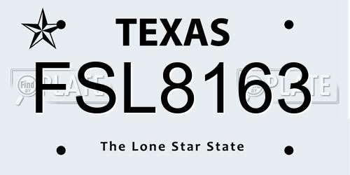 FSL8163 Texas License Plate