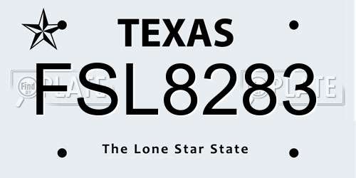 FSL8283 Texas License Plate