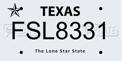 FSL8331 Texas License Plate