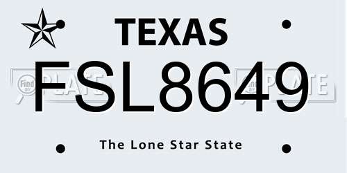 FSL8649 Texas License Plate