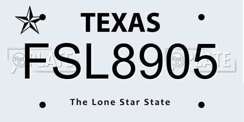 FSL8905 Texas License Plate