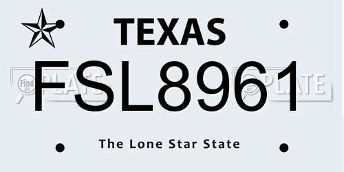 FSL8961 Texas License Plate