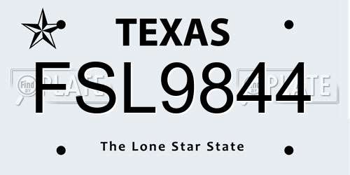FSL9844 Texas License Plate