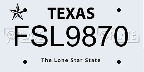 FSL9870 Texas License Plate