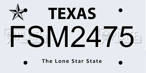 FSM2475 Texas License Plate